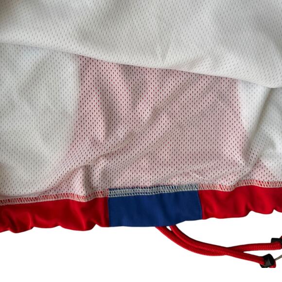 CHAMPION Pullover Warm Up Sweater Jacket Red White Blue Logo Polyester sz XL - Picture 10 of 12